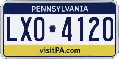 PA license plate LXO4120