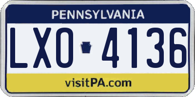 PA license plate LXO4136
