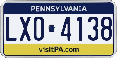 PA license plate LXO4138