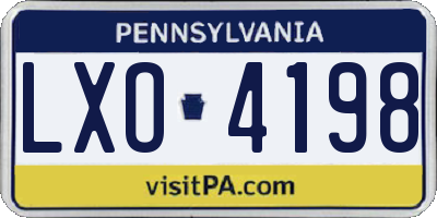 PA license plate LXO4198