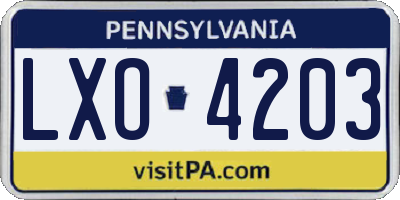 PA license plate LXO4203