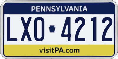PA license plate LXO4212