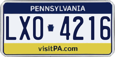 PA license plate LXO4216