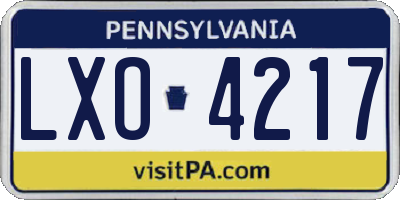 PA license plate LXO4217