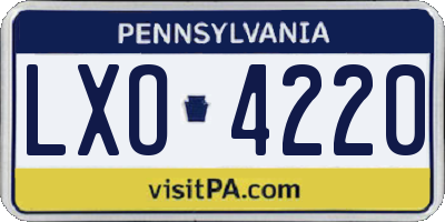PA license plate LXO4220