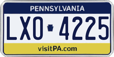 PA license plate LXO4225