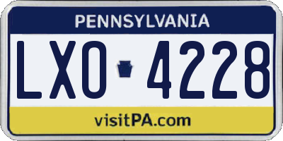 PA license plate LXO4228