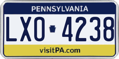 PA license plate LXO4238