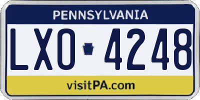 PA license plate LXO4248
