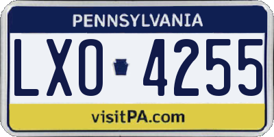 PA license plate LXO4255