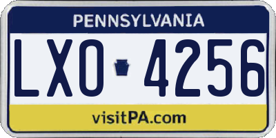 PA license plate LXO4256