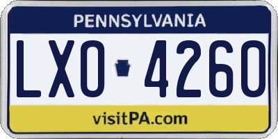 PA license plate LXO4260