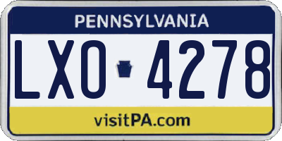 PA license plate LXO4278