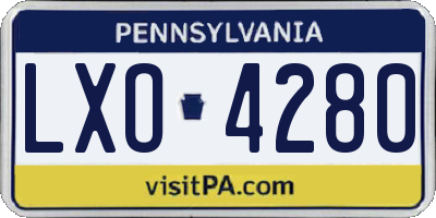 PA license plate LXO4280
