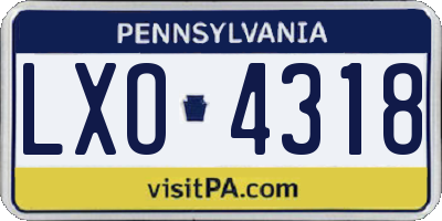 PA license plate LXO4318