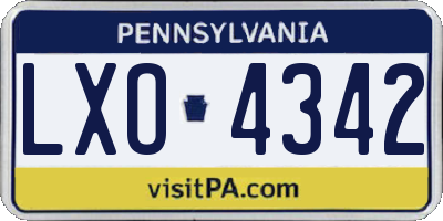 PA license plate LXO4342