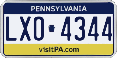 PA license plate LXO4344