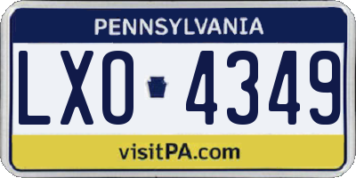 PA license plate LXO4349