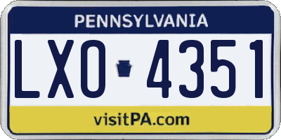 PA license plate LXO4351