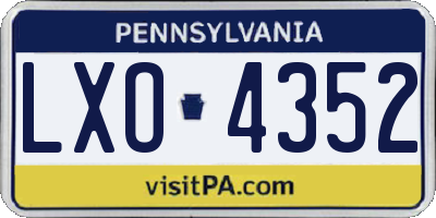 PA license plate LXO4352