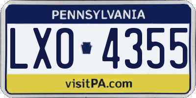 PA license plate LXO4355