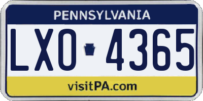 PA license plate LXO4365