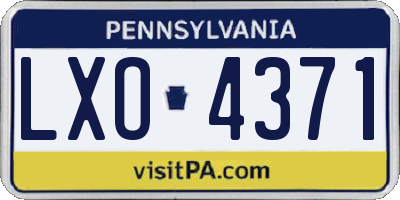 PA license plate LXO4371