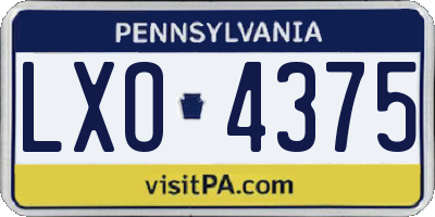 PA license plate LXO4375