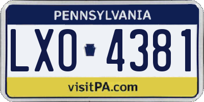 PA license plate LXO4381