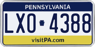 PA license plate LXO4388