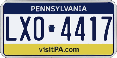 PA license plate LXO4417