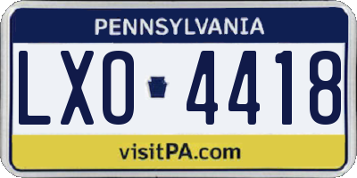 PA license plate LXO4418