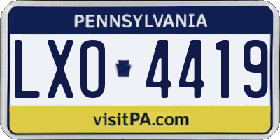 PA license plate LXO4419
