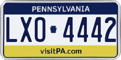 PA license plate LXO4442