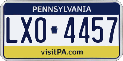 PA license plate LXO4457