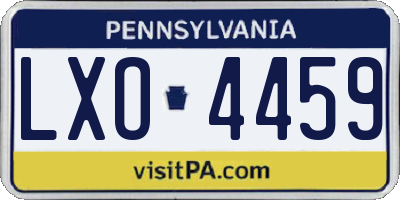 PA license plate LXO4459