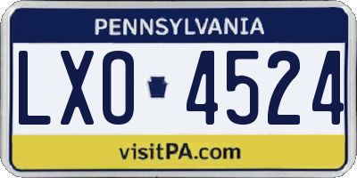 PA license plate LXO4524