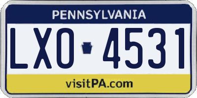 PA license plate LXO4531