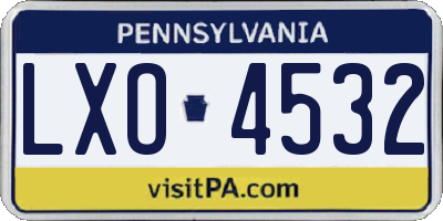 PA license plate LXO4532