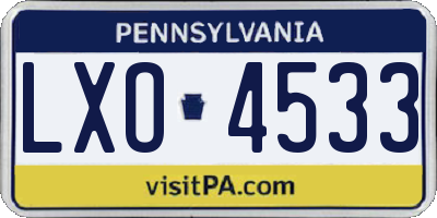 PA license plate LXO4533