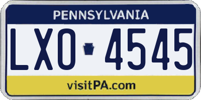 PA license plate LXO4545
