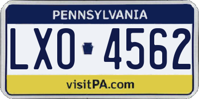 PA license plate LXO4562