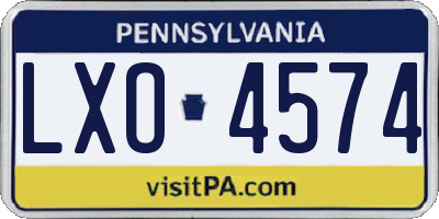 PA license plate LXO4574