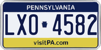 PA license plate LXO4582