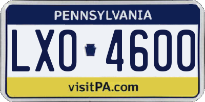 PA license plate LXO4600