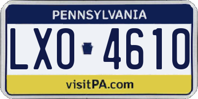 PA license plate LXO4610