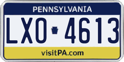 PA license plate LXO4613