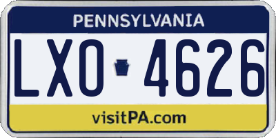 PA license plate LXO4626
