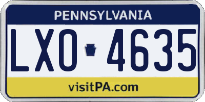 PA license plate LXO4635