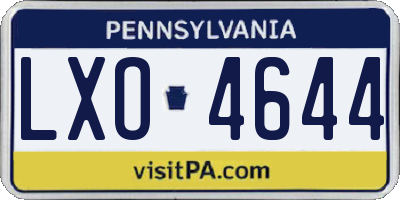 PA license plate LXO4644